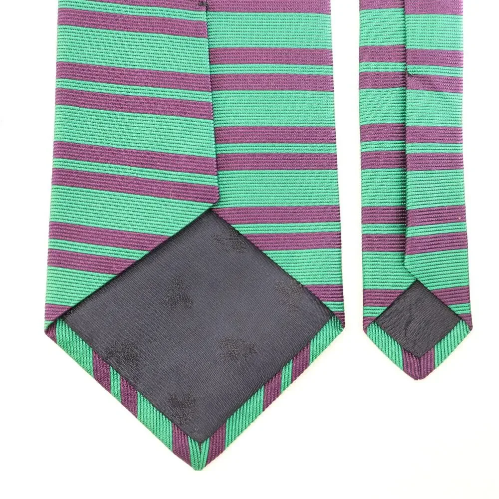 Brooks Brothers Tie Mens 56 in Silk Green Purple Horizontal Double Striped Wide